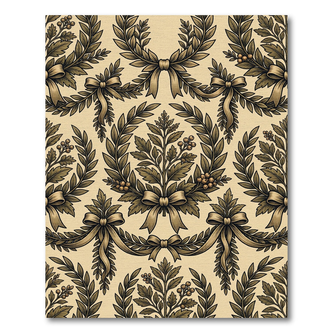 Elegant Laurel Wreath Bows Rug