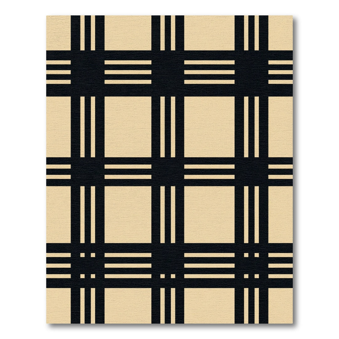 Classic Black Beige Plaid Grid Rug