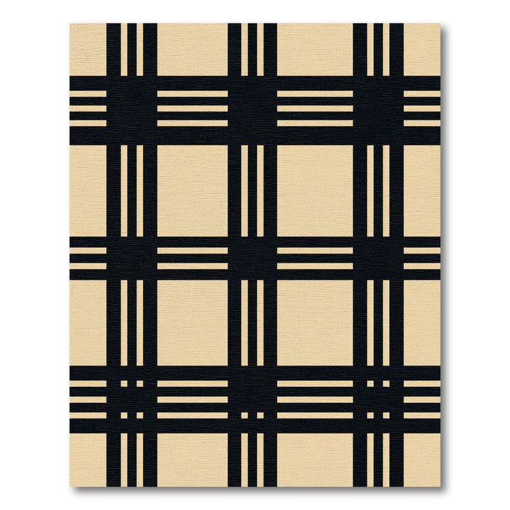 Classic Black Beige Plaid Grid Rug