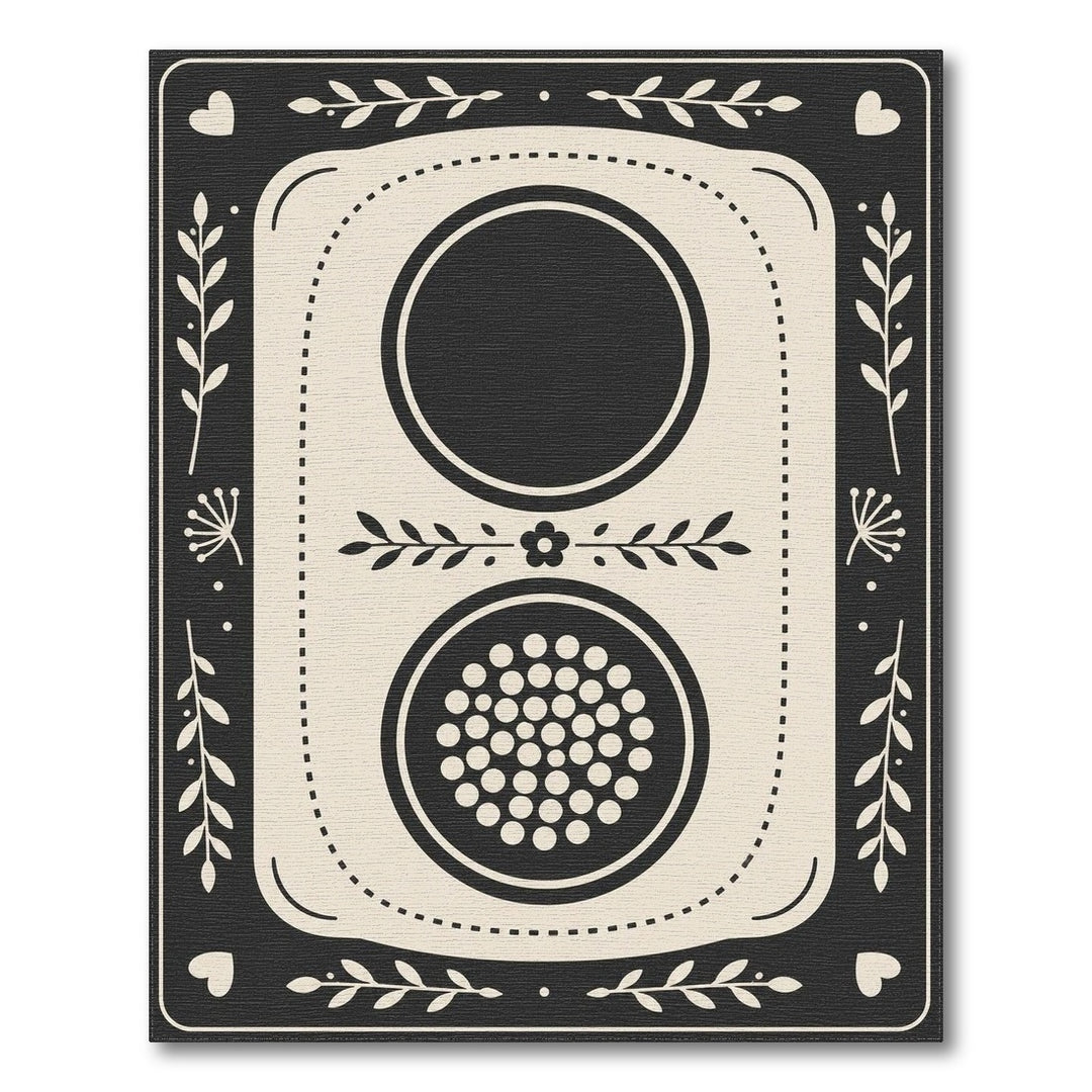 Black White Geometric Floral Area Rug