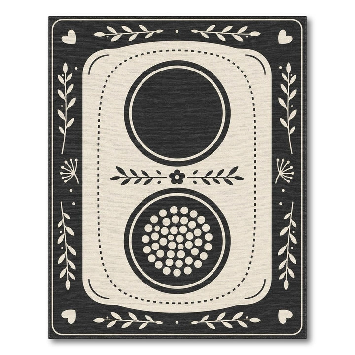 Black White Geometric Floral Area Rug