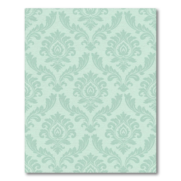 Elegant Mint Damask Floral Swirl Rug