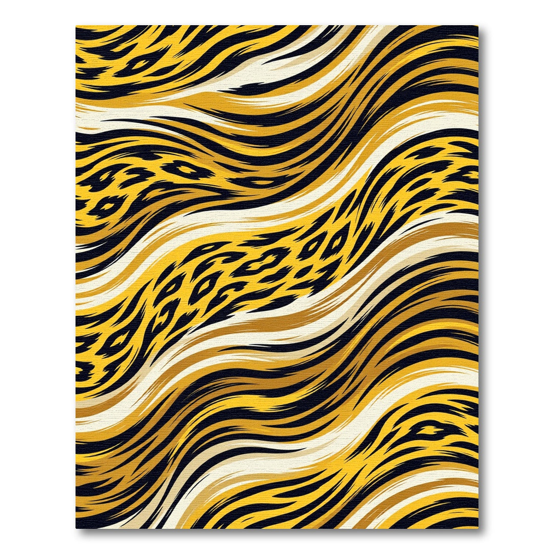 Golden Black Abstract Animal Print Rug