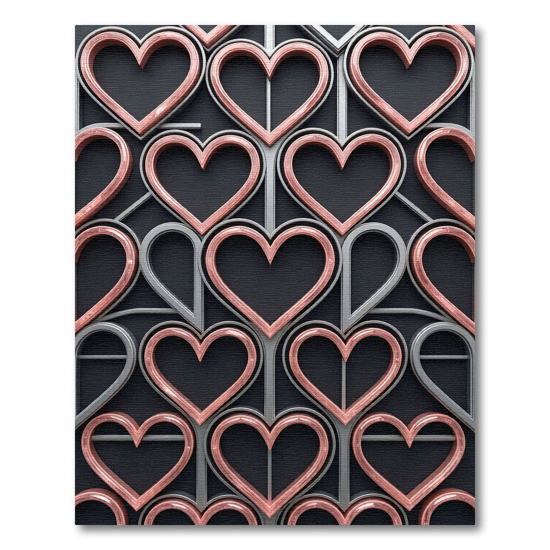 Glamorous Rose Gold Heart Grid Rug