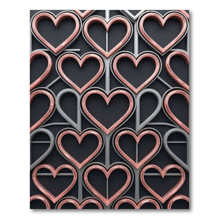 Glamorous Rose Gold Heart Grid Rug