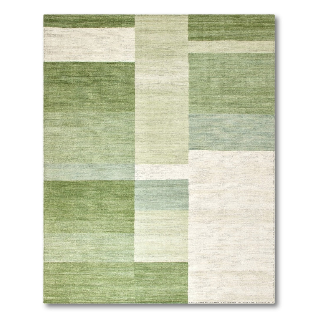 Block Green Geometric Block Area Rug