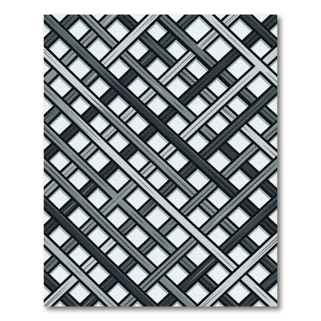 Monochrome Intersecting Grid Rug