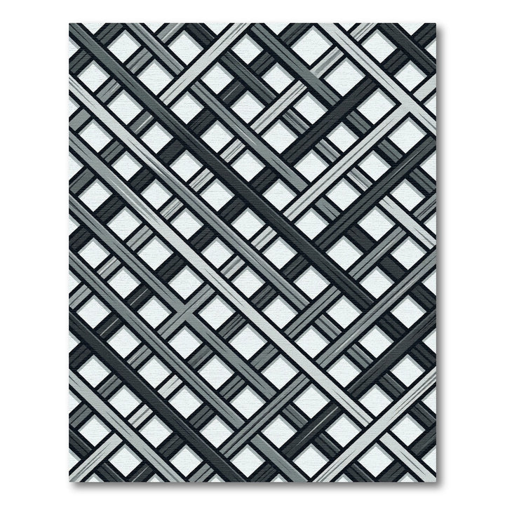 Monochrome Intersecting Grid Rug