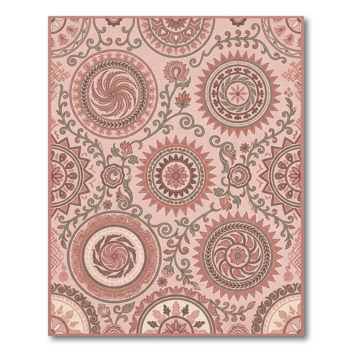 Terracotta Sunburst Medallion Floral Rug