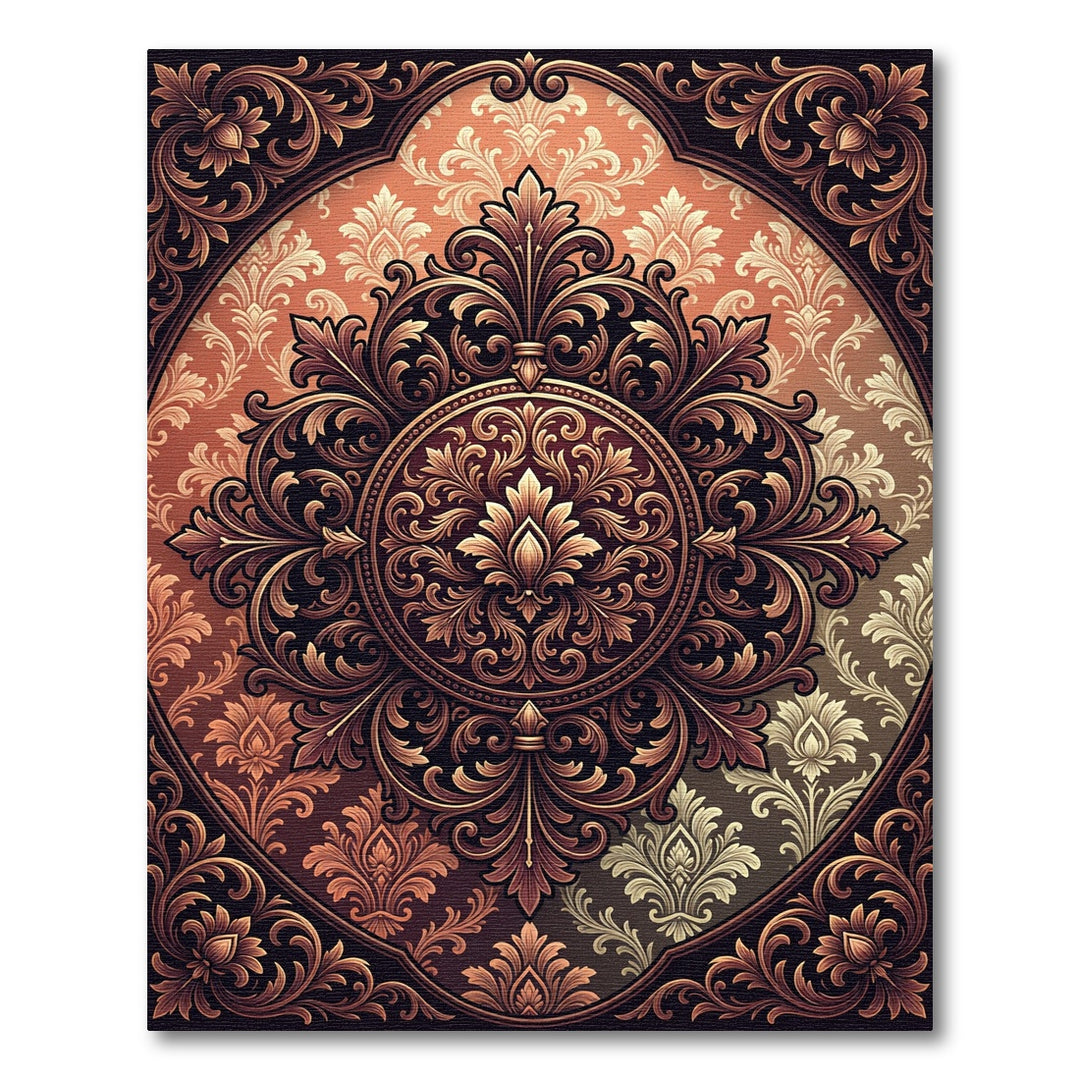 Ornate Vintage Floral Medallion Aubergine Rug