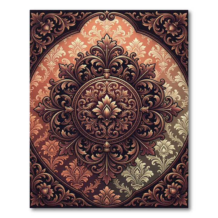 Ornate Vintage Floral Medallion Aubergine Rug