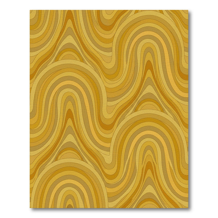 Golden Earthy Abstract Wave Rug