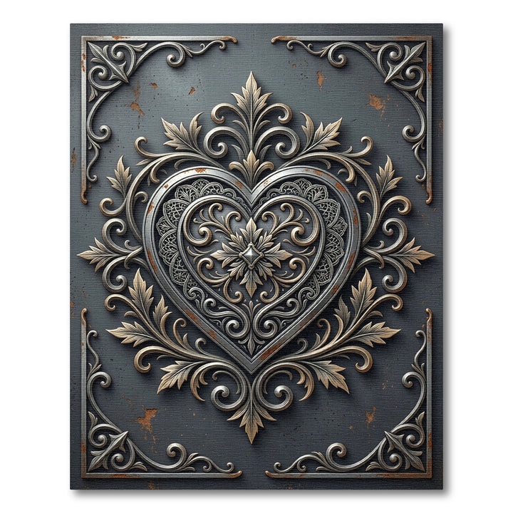 Ornate Metal Heart Scrollwork Rug