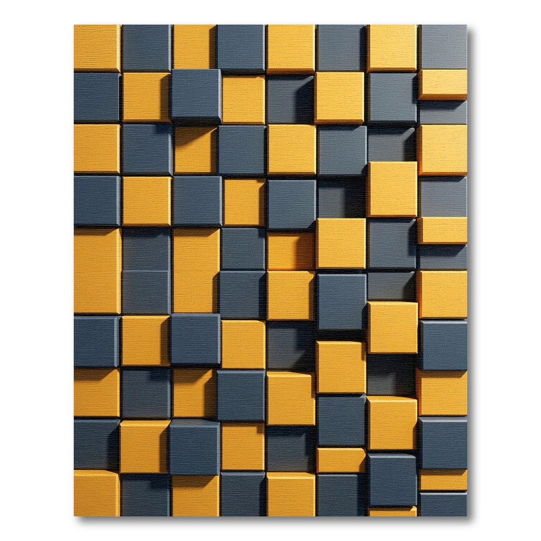 Geometric Cubes Yellow Slate Rug
