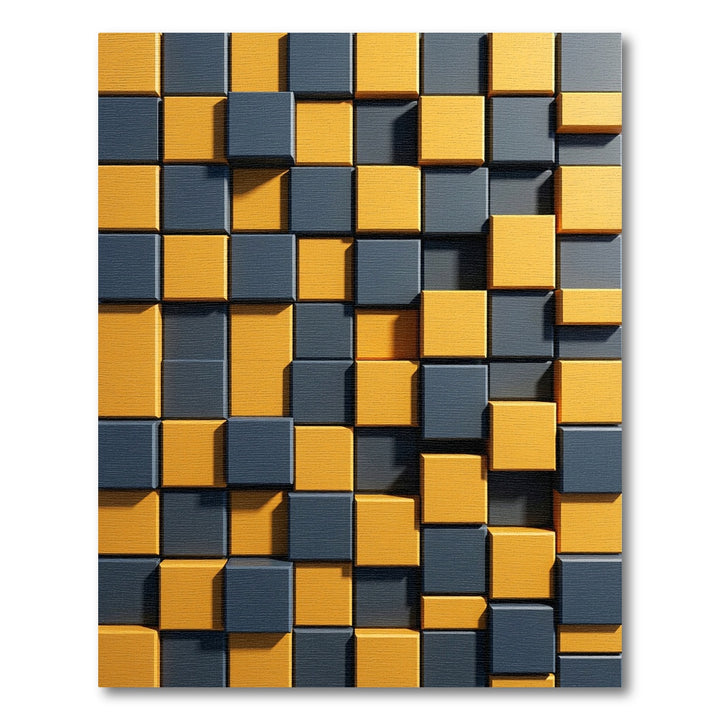 Geometric Cubes Yellow Slate Rug