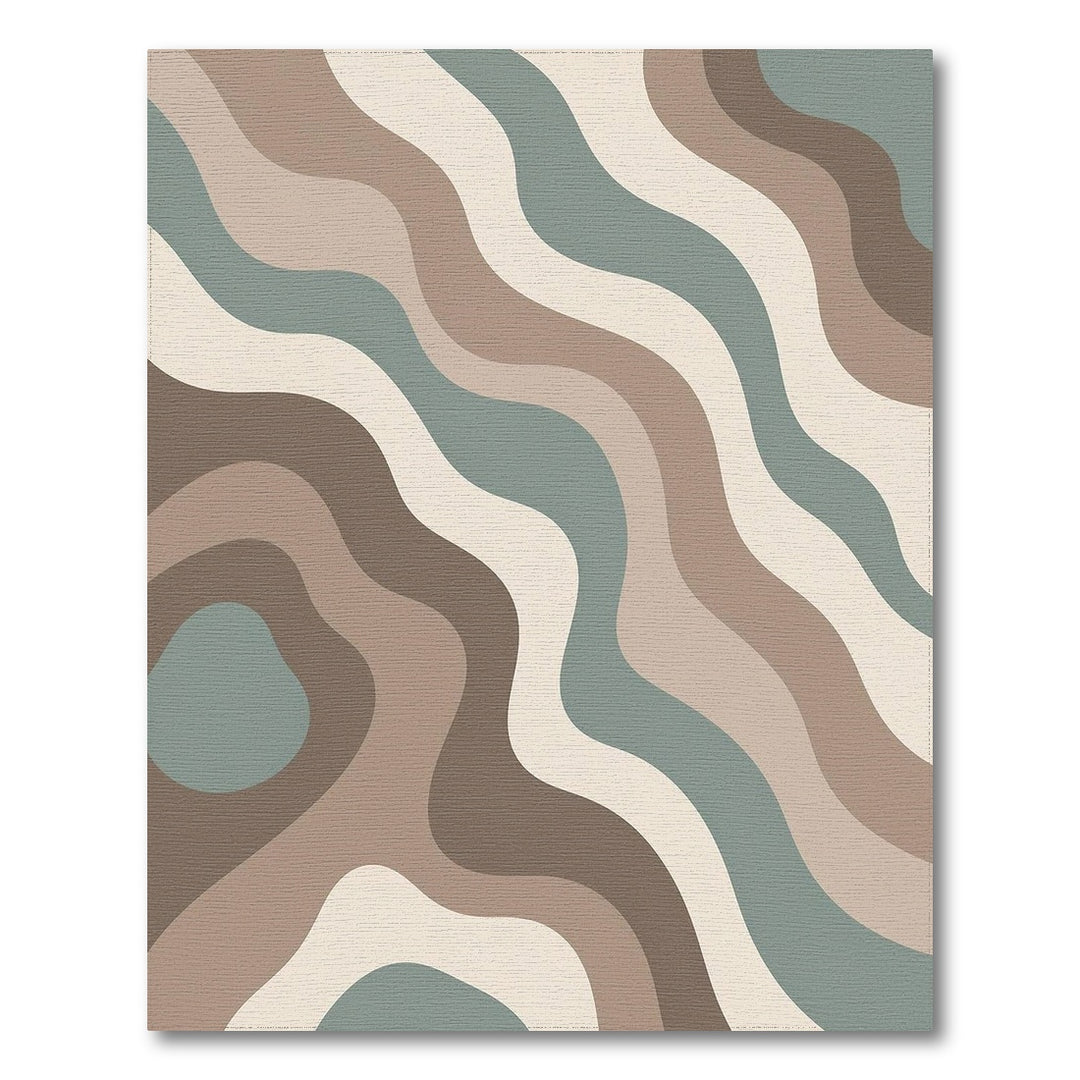 Abstract Wave Neutral Beige and Neutral Area Rug