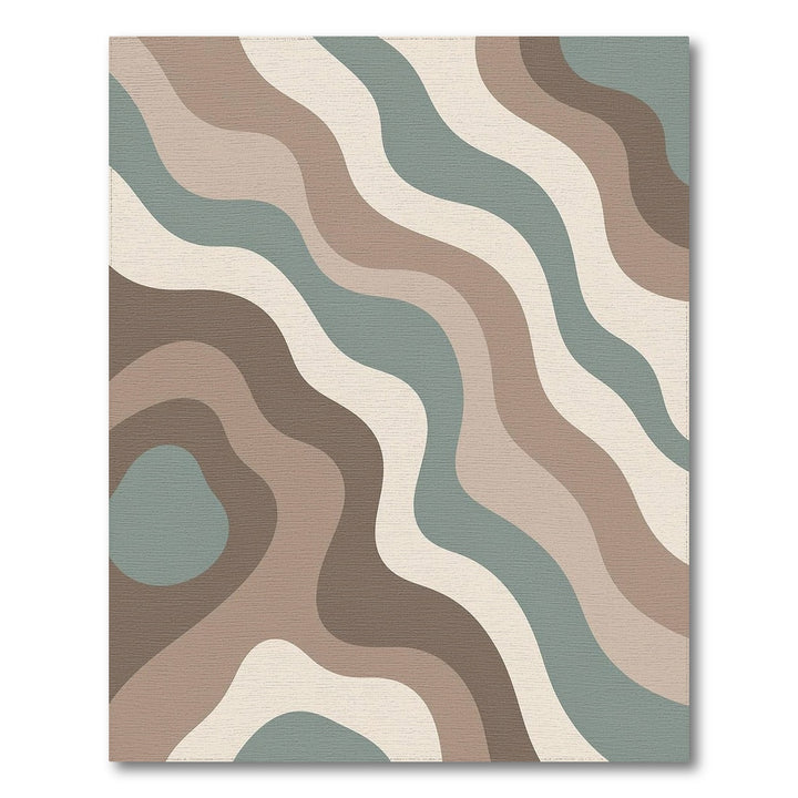 Abstract Wave Neutral Beige and Neutral Area Rug