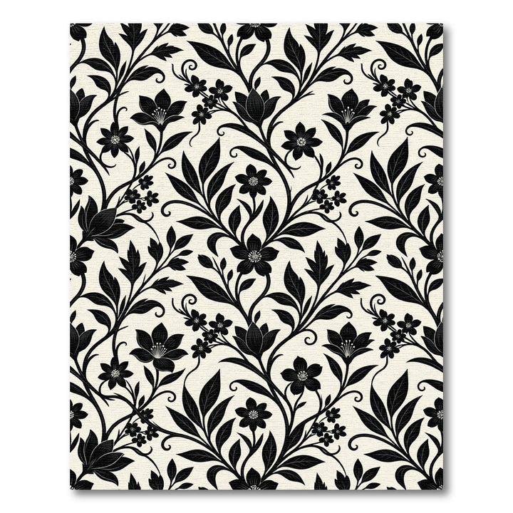 Black Floral Vine Flourish Rug