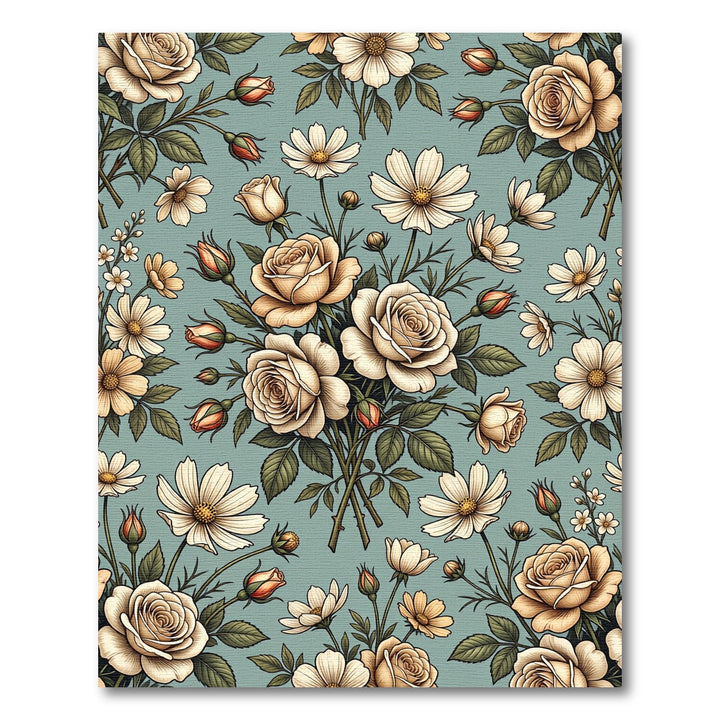 Vintage Cream Rose Garden Harmony Rug