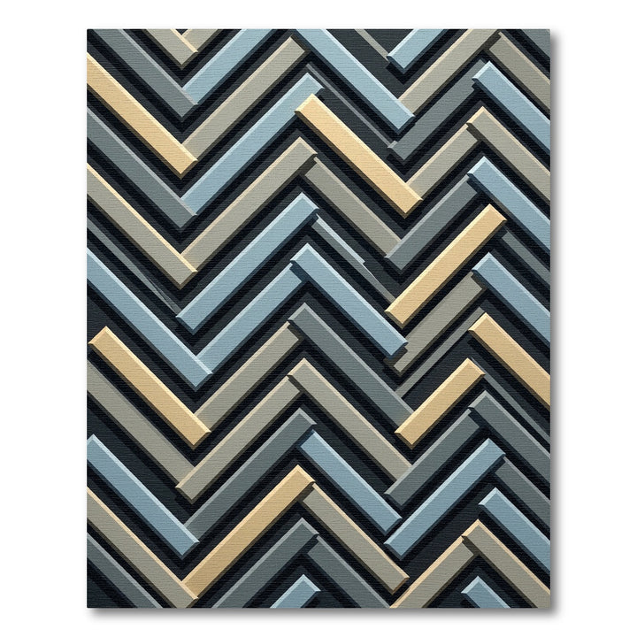 Abstract Chevron Blue Beige Gray Rug