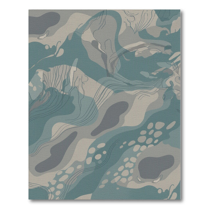 Blue Teal Abstract Flow Washable Area Rug