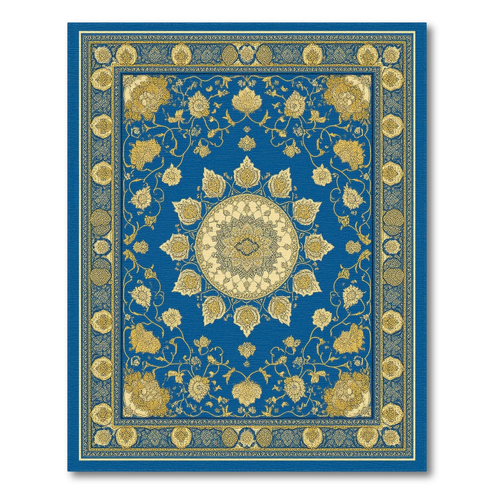 Blue Gold Medallion Floral Persian Area Rug