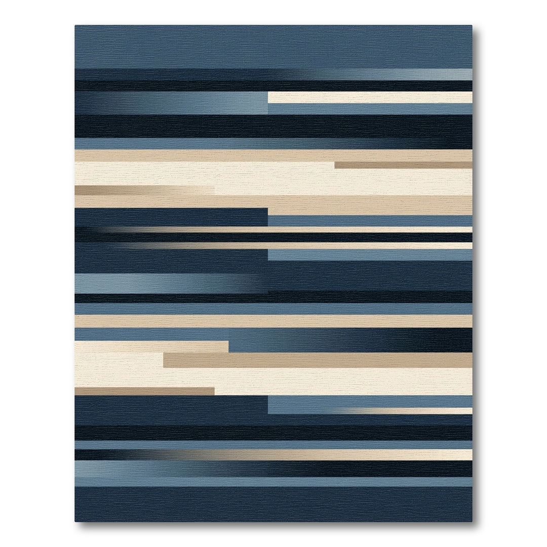 Deep Blue Horizontal Stripe Composition Rug