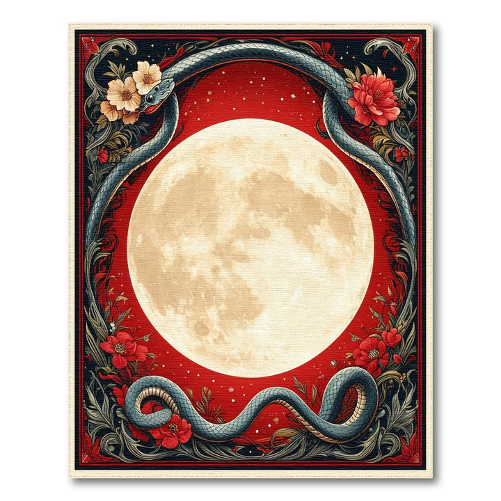 Celestial Serpent Moon Red Area Rug