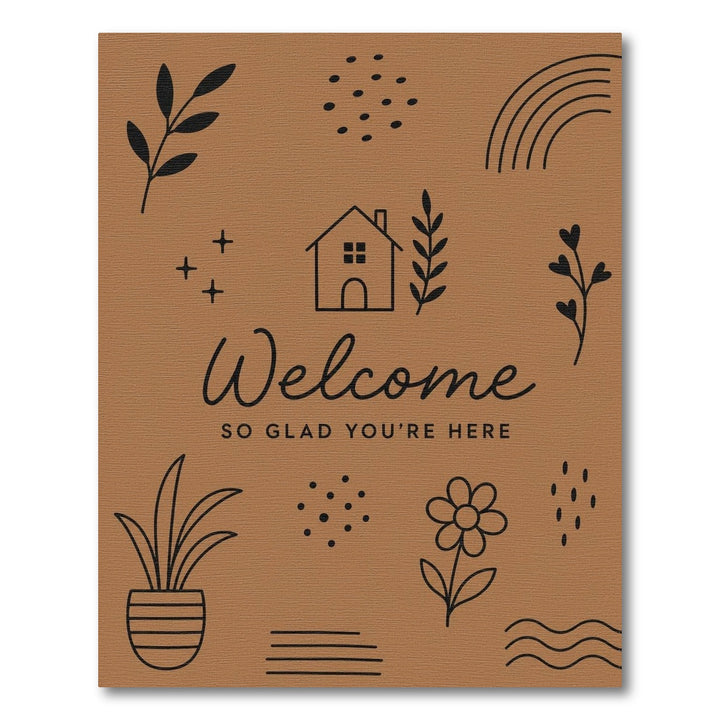 Brown Boho Welcome Area Rug