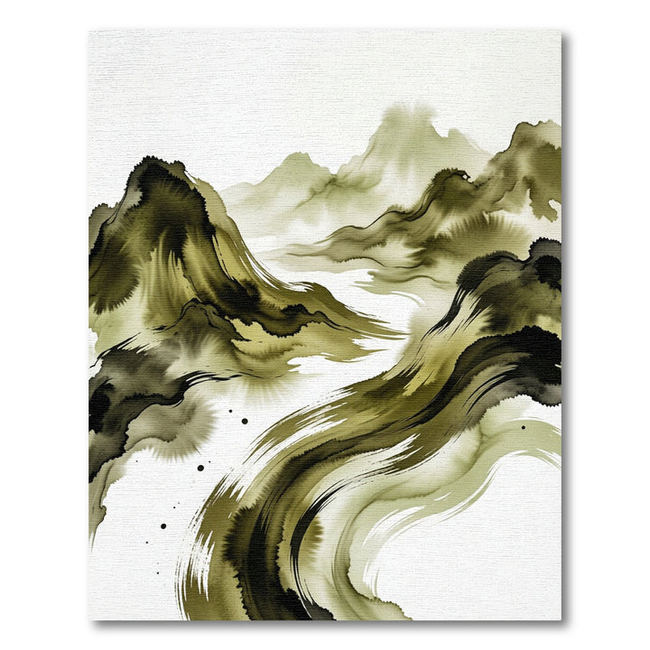 Abstract Ink Wash Mountain Rug