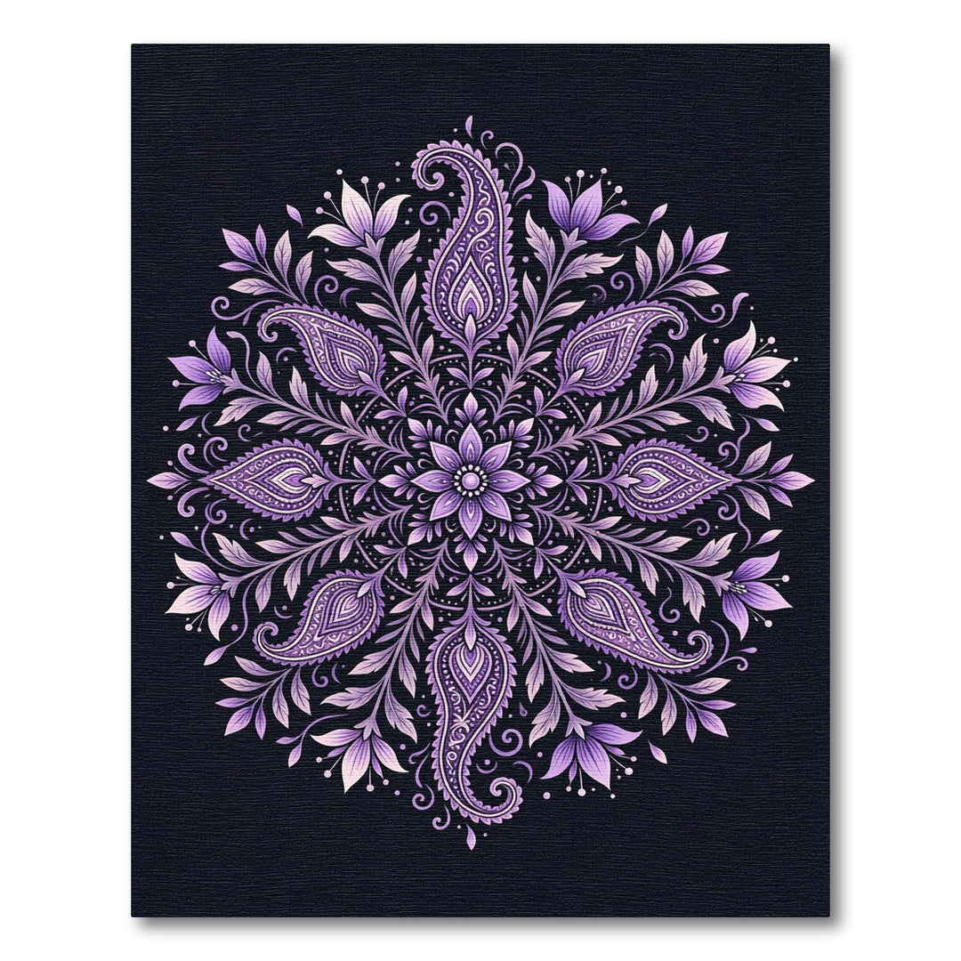 Lavender Paisley Floral Mandala Rug