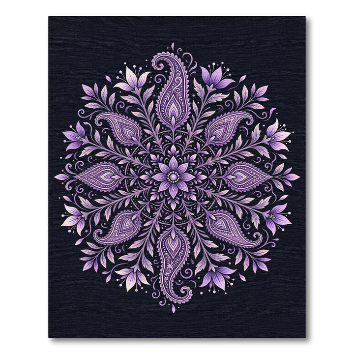 Lavender Paisley Floral Mandala Rug