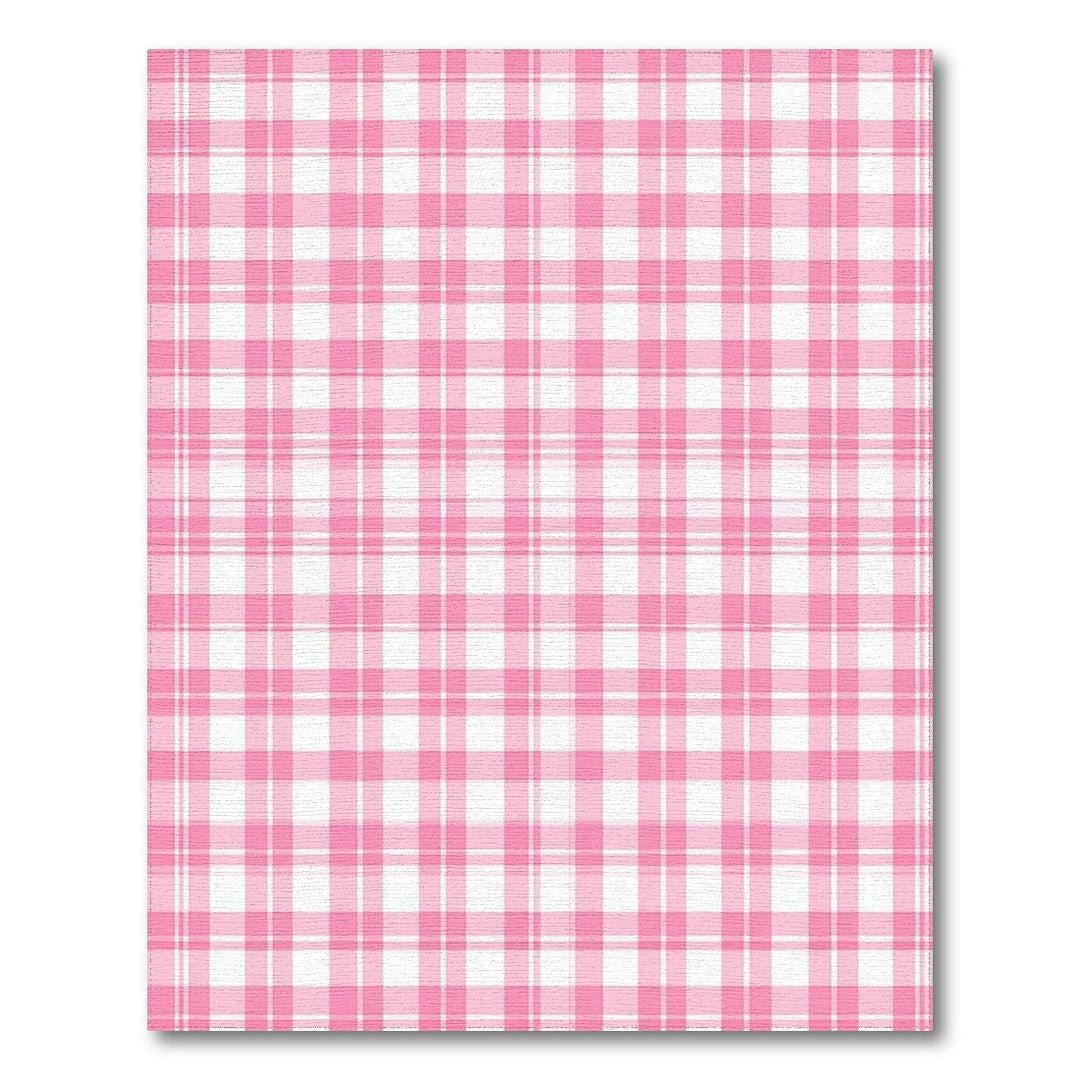 Pink Geometric Modern Pink Gingham Check Washable Area Rug