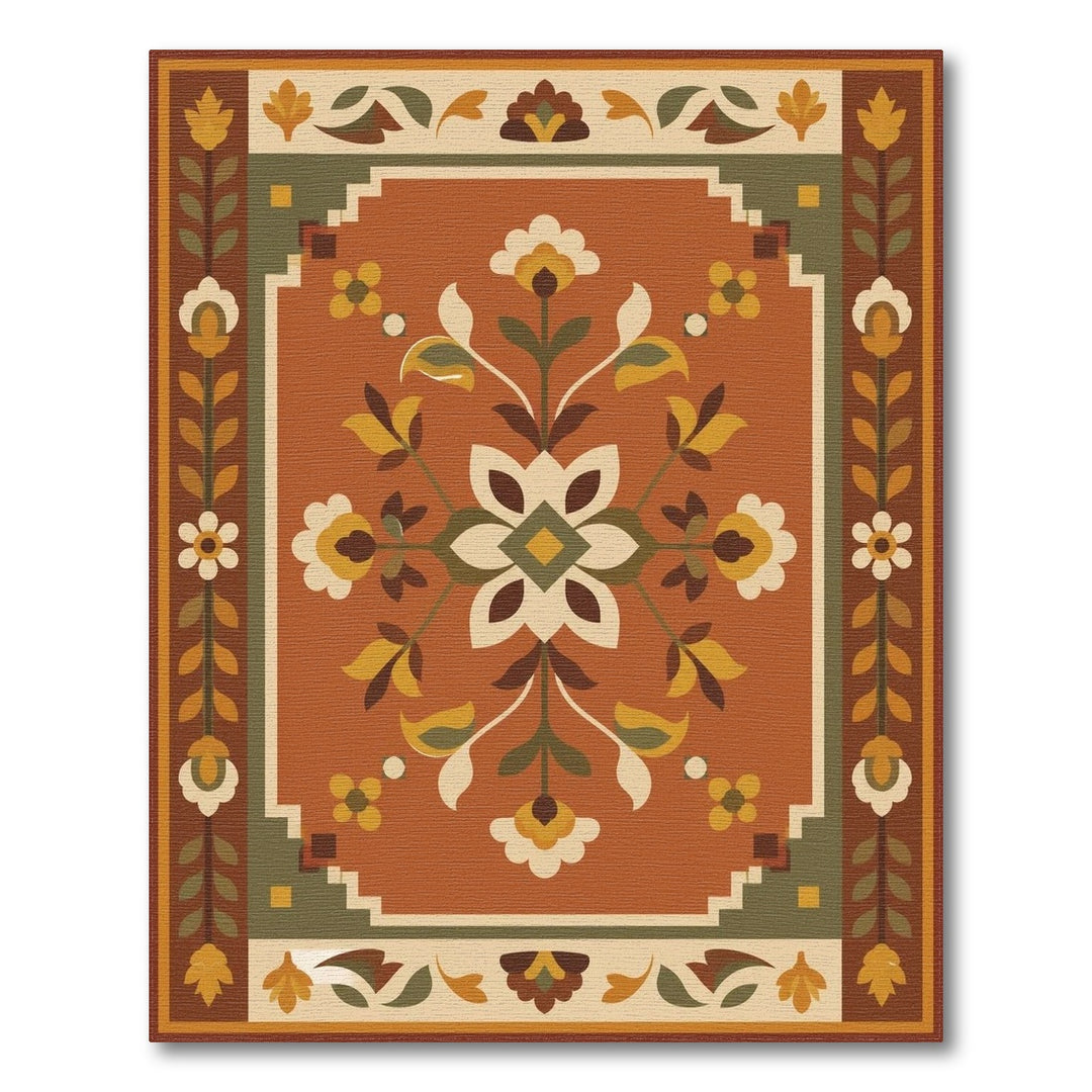 Terracotta Floral Medallion Area Rug
