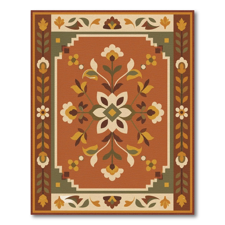 Terracotta Floral Medallion Area Rug