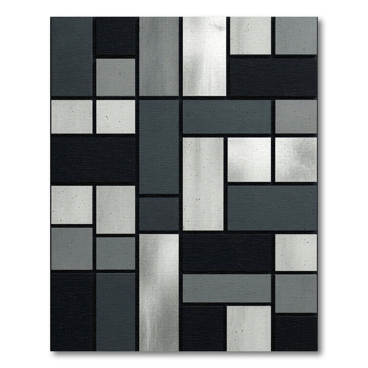 Geometric Concrete and Silver Rectangles Rug