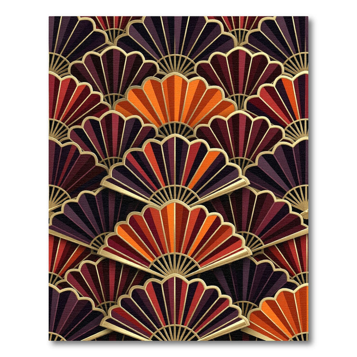 Art Deco Fan Red Orange Gold Rug