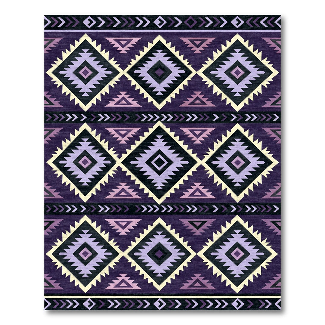 Purple Tribal Diamond Geometric Rug