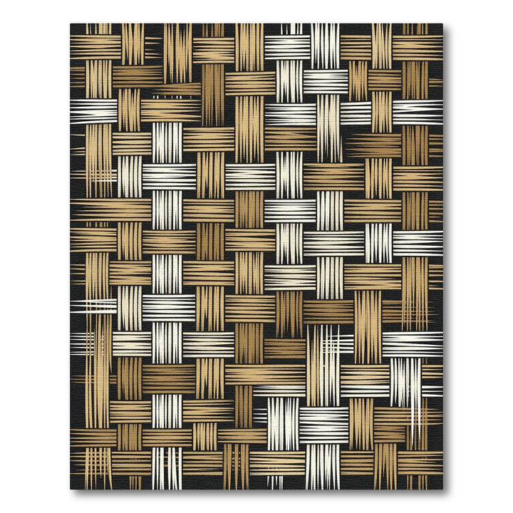 Golden Brown Woven Bamboo Texture Rug