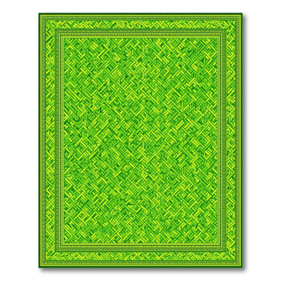 Geometric Modern Green Geometric Interlock Area Rug
