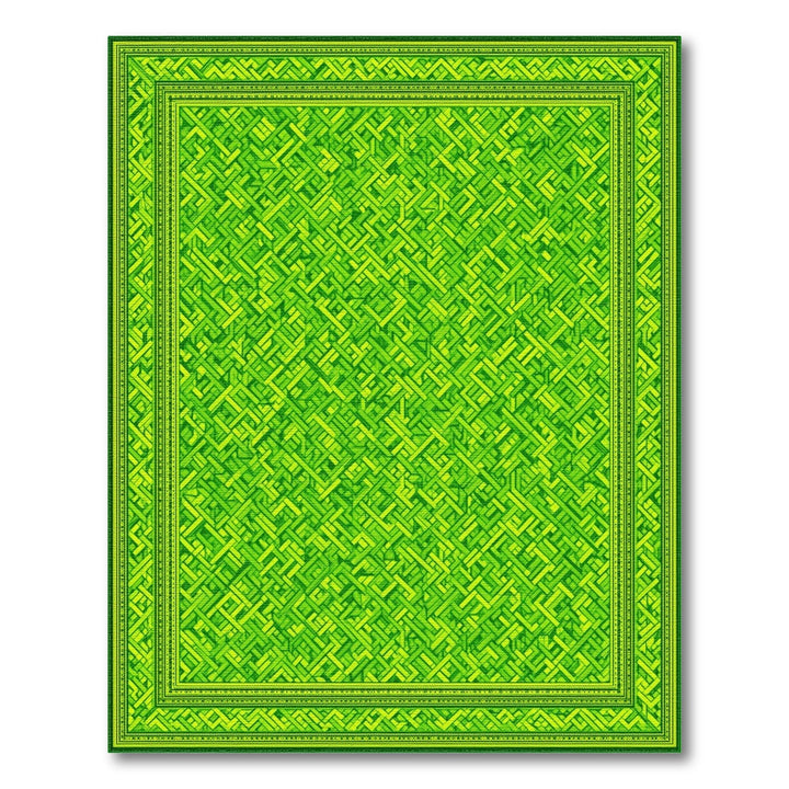 Geometric Modern Green Geometric Interlock Area Rug
