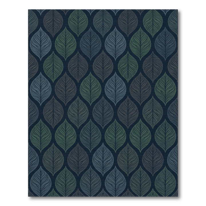 Deep Blue Green Leafy Repeats Rug