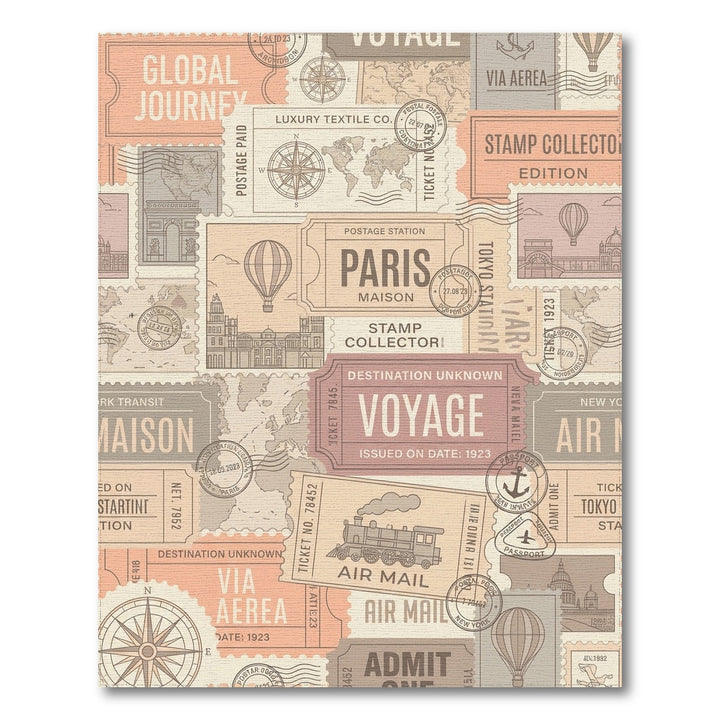 Global Voyage Stamp Collector Travel Collage Rug