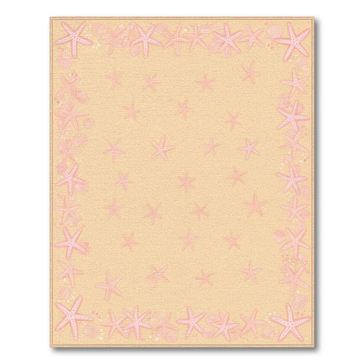 Pink Starfish Beige Coastal Area Rug