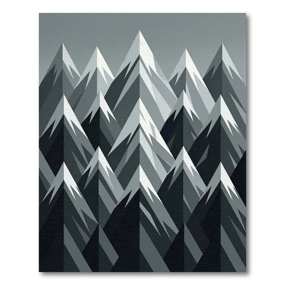 Geometric Mountains Black Gray Rug