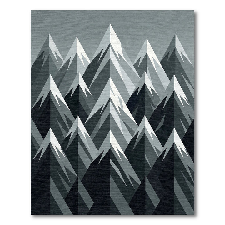 Geometric Mountains Black Gray Rug