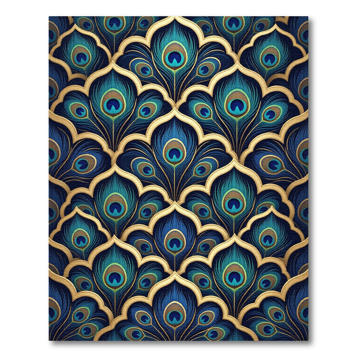 Gold Peacock Feather Arabesque Rug
