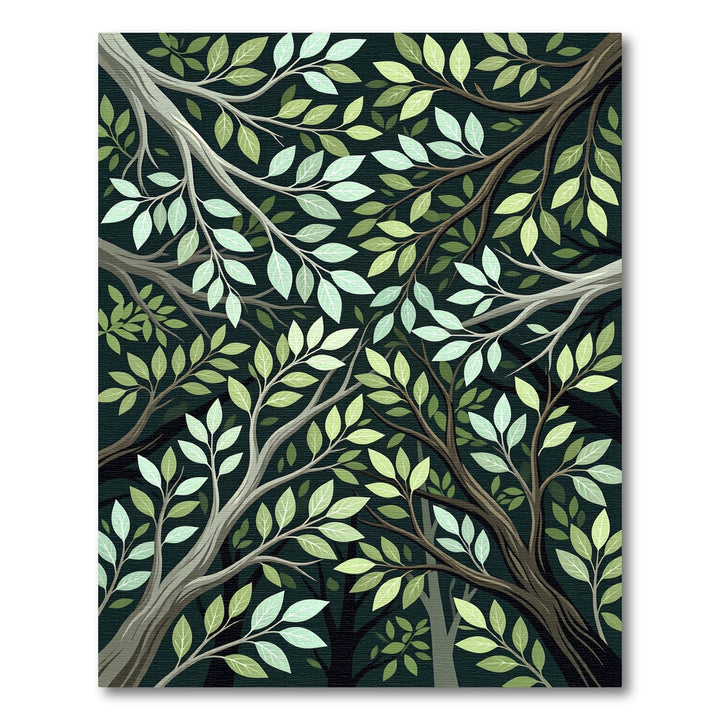 Earthy Green Tree Branch Canopy Rug