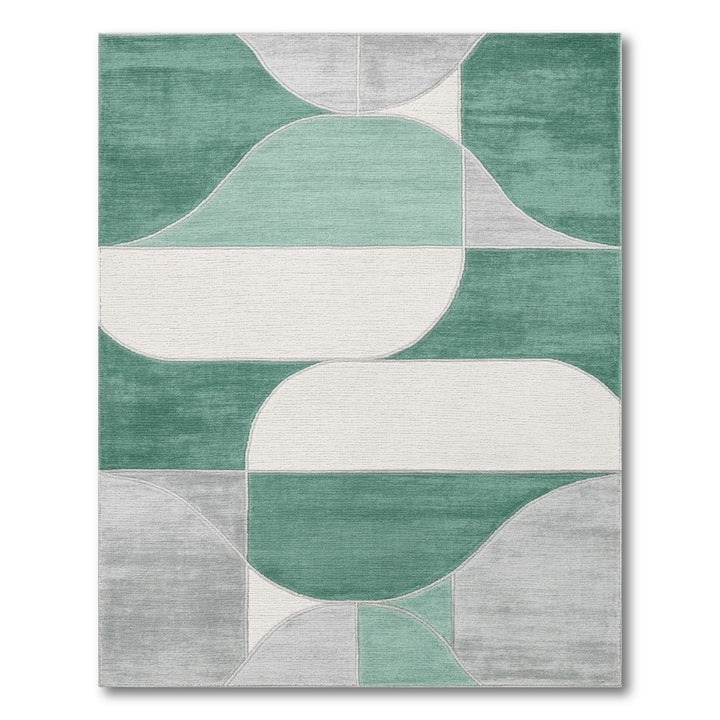 Green Geometric Abstract Area Rug