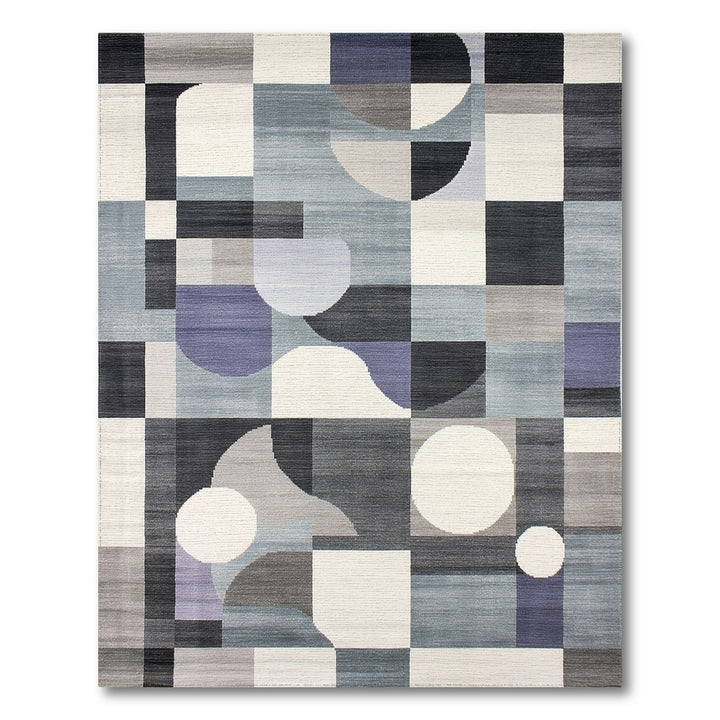 Blue and Teal Geometric Modern Blue Geometric Circle Area Rug